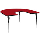 Flash Furniture 60"W x 66"L Horseshoe Red Thermal Laminate Activity Table - Standard Height Adjustable Legs-Collaborative Horseshoe Shaped Activity Table