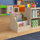 Flash Furniture Bright Beginnings Commercial Grade Modular Wooden Classroom 4 Tier Book Display Shelf - Natural-Holds up to 100 LBS. Static Weight Capacity