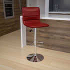 Flash Furniture Contemporary Vinyl Adjustable Height Barstool with Horizontal Stitch Back & Chrome Base - Burgundy-Height Adjustable Seat with Gas Lift