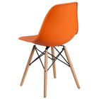 Flash Furniture Plastic Chair with Wood Base, Orange, 2 Pack-Contoured Design