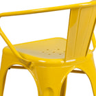 Flash Furniture Yellow Metal Indoor-Outdoor Chair with Arms-Drain Holes in Seat