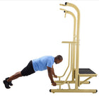 Stamina Outdoor Power Tower Pro - Yellow-Adjustable, textured plyo box (16” to 24”) for additional upper and lower-body exercises