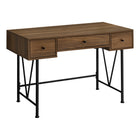 Monarch Specialties 7670 48" Computer Desk - Walnut/Black Metal-Thick paneled computer desk finished in a warm walnut wood-look, with attractive black metal legs