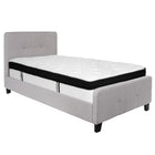 Flash Furniture Tribeca Twin Size Tufted Upholstered Platform Bed with Memory Foam Mattress - Light Grey Fabric-Bed