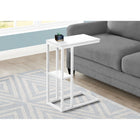 Monarch Specialties 3676 Accent Table - 25"H/White/White Metal-Features a white marble-look rectangular tabletop and a metal frame with a small secondary shelf