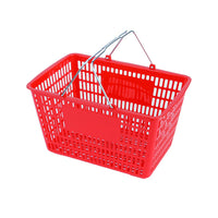 FuTECH Chrome Handle Shopping Basket - 18.5"L x 13"W x 10"H - Red - 4 Pack-Retail Shopping