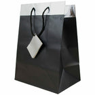 Jam Paper Gift Bags with Rope Handles - Large - 10" x 13" x 6" - Black Pinstripe with Silver Top - 24 Pack-Color: Black Pinstripe with Silver Top