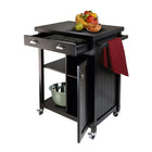 Winsome Timber Kitchen Cart with Wainscot panel, Black-Kitchen cart with plenty of storage