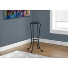 Monarch Specialties 3332 Accent Table - Hammered Black Metal With Tempered Glass-28 x 12 x 12
