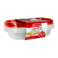 Rubbermaid Take Alongs Rectangular Food Containers, Red, 3 Pack-Great for lunches, snacks gifts and crafts