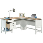 Sauder 65"W Cottage Road L-Desk - Soft White- Lower drawer holds your important letter-size hanging files