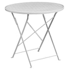 30'' Round White Indoor-Outdoor Steel Folding Patio Table Set with 4 Square Back Chairs [CO-30RDF-02CHR4-WH-GG]-Designed for Indoor and Outdoor Use