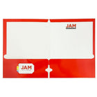 JAM Paper 2 Pocket Laminated Glossy 3 Hole Punched School Folders, Red, 25 Pack-Capacity: 200 sheets