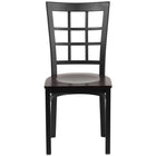 Flash Furniture HERCULES Series Black Window Back Metal Restaurant Chair - Walnut Wood Seat - 2 Pack-Set of 2 Metal Dining Chairs
