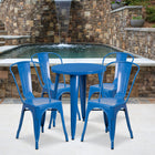 24'' Round Blue Metal Indoor-Outdoor Table Set with 4 Cafe Chairs [CH-51080TH-4-18CAFE-BL-GG]-24"W x 24"D x 29"H