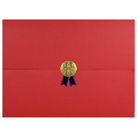 St. James Document/Certificate Holders - Gold Award Seal with Blue Ribbon - Red - 5 Pack-Add ceremony, elegance and sincerity to the act of giving recognition