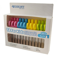 Westcott 5" Kleencut Kids Blunt Scissors Classpack, 12 Pack (ACM04252)-Stainless steel blades