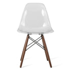 Nicer Furniture Eiffel Style Side Chair with Walnut Wood Legs - Clear - 2 Pack-Straight wooden dowel legs with floor protectors for hardwood floor