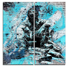 Designart Blue Hazardous Behavior Street Art Canvas Artwork, (PT3633-4-40-40)-Print