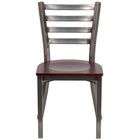 Flash Furniture HERCULES Series Clear Coated Ladder Back Metal Restaurant Chair - Mahogany Wood Seat-Mahogany Finished Wood Seat
