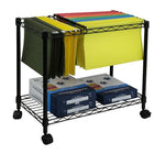 Oceanstar 1MRC1491 Portable 1-Tier Metal Rolling File Cart, Black-Sturdy bottom shelf for supplies