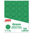 JAM Paper Circle Round Label Sticker Seals - 1-2/3" Diameter - Green - 120 Pack -English only packaging