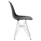 Nicer Furniture Eiffel Style Side Chair with Chrome Legs - Black - 2 Pack-Ergonomically shaped & comfortable curved seating - Great for Home, Office, Nurseries, Parties, Banquets, Bar and Cafe.