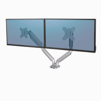 Fellowes Platinum Series Dual Monitor Arm - Silver-Effortless adjustment with innovative gas spring technology