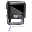 Trodat Printy ''Signature du Parent''  Self-Inking Stock Stamp - French - Blue Ink-Message is "Signature du Parent" in blue ink