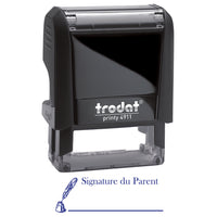 Trodat Printy ''Signature du Parent''  Self-Inking Stock Stamp - French - Blue Ink-Message is "Signature du Parent" in blue ink