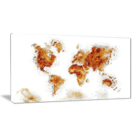 Designart Honey Brown Map Canvas Art Print, (PT2708-32-16)-Print