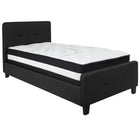 Flash Furniture Tribeca Twin Size Tufted Upholstered Platform Bed with Pocket Spring Mattress - Black Fabric-Bed