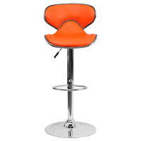 Flash Furniture Contemporary Cozy Mid-Back Orange Vinyl Adjustable Height Barstool with Chrome Base-Contemporary Style Stool