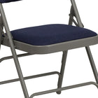 Flash Furniture HERCULES Series Curved Triple Braced & Double-Hinged Navy Fabric Metal Folding Chair-Double-Hinged