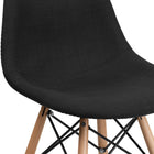 Flash Furniture Elon Series Genoa Black Fabric Chairs with Wooden Legs - 2 Pack-Contoured Design