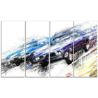 Designart Finish Line, Muscle Car Race, 4 Piece Gallery-Wrapped Canvas, (PT2647-271)-Print