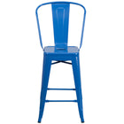 Flash Furniture Commercial Grade 24" High Metal Indoor-Outdoor Counter Height Stool with Back - Blue-Set of 4 Bistro Style Counter Stools
