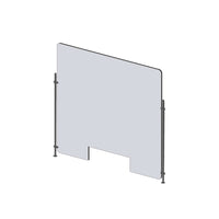 Mark Maker Rod Sneeze Guard - 30" W x 31.5" H panel 1/4" Clear Acrylic and 24" high aluminum rod set - with 4" x12" pass through-Optimal social distancing between two groups of people