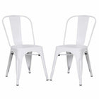Plata Import Tolix Armless Metal Chairs - White - 2 Pack-Mid century dining chair
