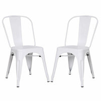 Plata Import Tolix Armless Metal Chairs - White - 2 Pack-Mid century dining chair