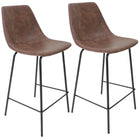 My Home My Living Vintage Faux Leather Counter Stool - Brown - 2 Pack-Vintage brown faux leather upholstery with foam seat and back