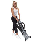 Stamina SpaceMate Folding Stepper - Black-Battery-operated electronic monitor tracks number of steps per minute, number of steps during the workout, workout time, and calories burned