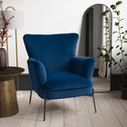 CorLiving LSS-201-C Elwood Wingback Accent Chair in Blue-Multifunctional, can be used in the living room, bedroom, or office
