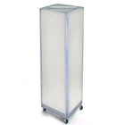 Azar Displays 60" x 16" 4-Sided Pegboard Floor Display with Wheels, White (700406-WHT)-Square tower spinner with wheels