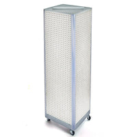 Azar Displays 60" x 16" 4-Sided Pegboard Floor Display with Wheels, White (700406-WHT)-Square tower spinner with wheels