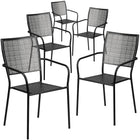 Flash Furniture Commercial Grade Black Indoor-Outdoor Steel Patio Arm Chair with Square Back-Set of 5 Outdoor Patio Chair