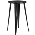 24'' Round Black Metal Indoor-Outdoor Bar Table Set with 2 Square Seat Backless Barstools (CH-51080BH-2-30SQST-BK-GG)-Metal