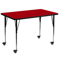 Flash Furniture Mobile 36"W x 72"L Rectangular Thermal Laminate Activity Table - Red-Popular Rectangular Activity Table