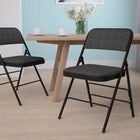 Flash Furniture HERCULES Series Curved Triple Braced & Double-Hinged Black Patterned Fabric Metal Folding Chair-Double-Hinged