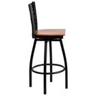 Flash Furniture HERCULES Series Black "X" Back Swivel Metal Barstool - Cherry Wood Seat - 2 Pack-Cherry Finished Wood Seat